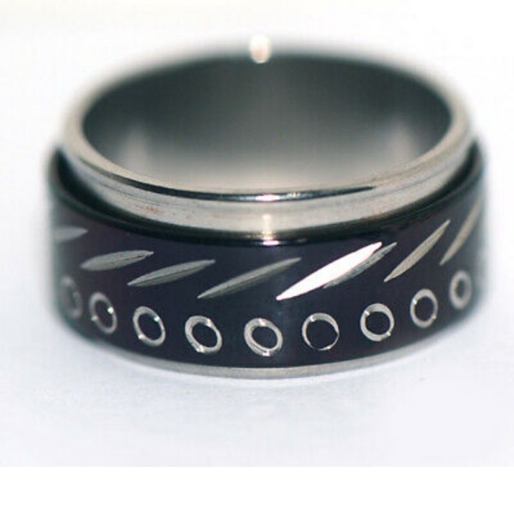 Fidget Ring - NEW - Tribal Silver Band Ring Sz 9 - Picture 2 of 7